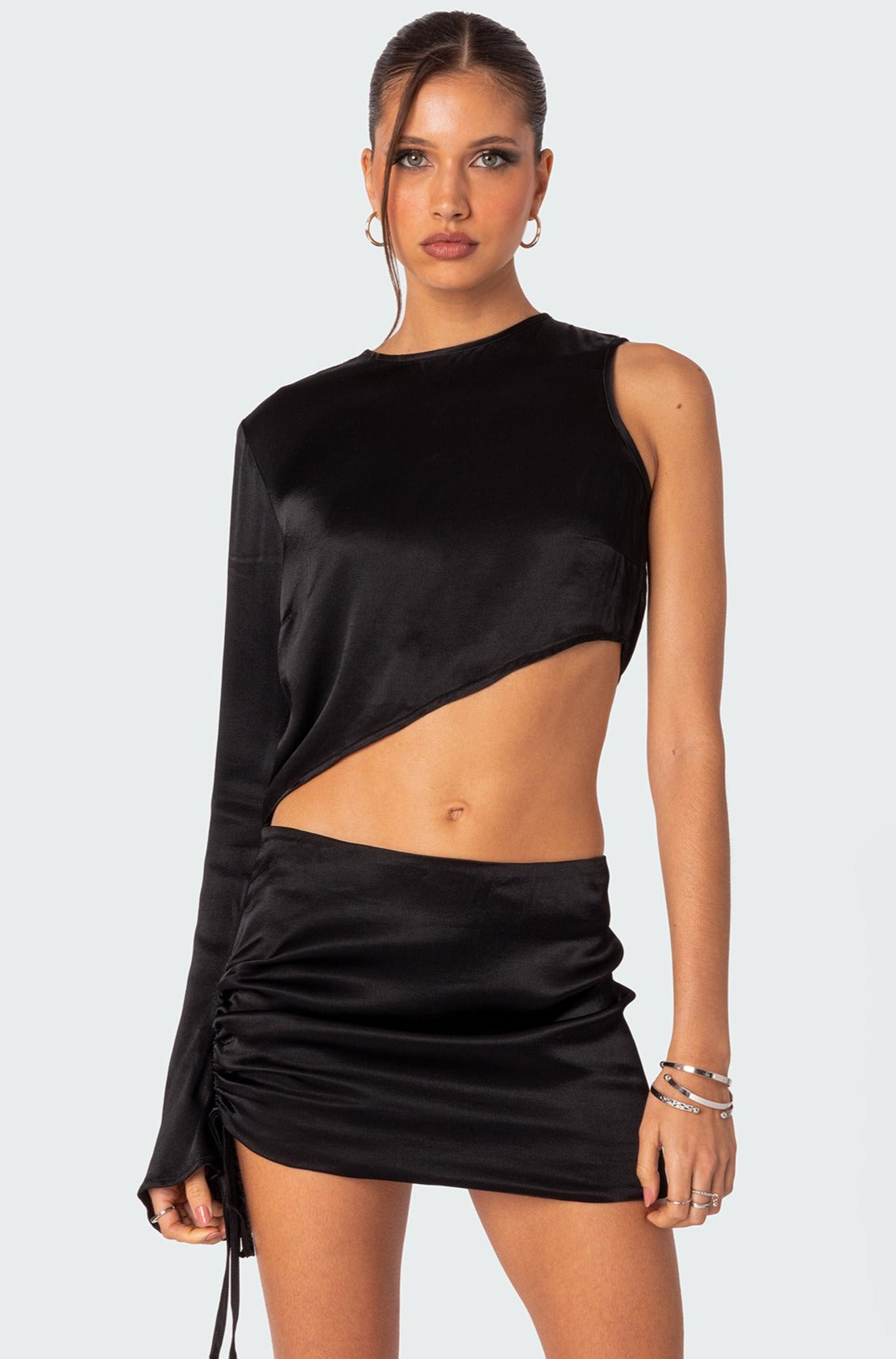 Solstice Asymmetric Satin Effect Top