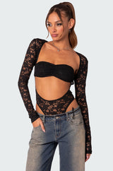 Zoey Sheer Lace Two Piece Bodysuit