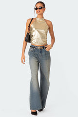 Karter Metallic Halter Top