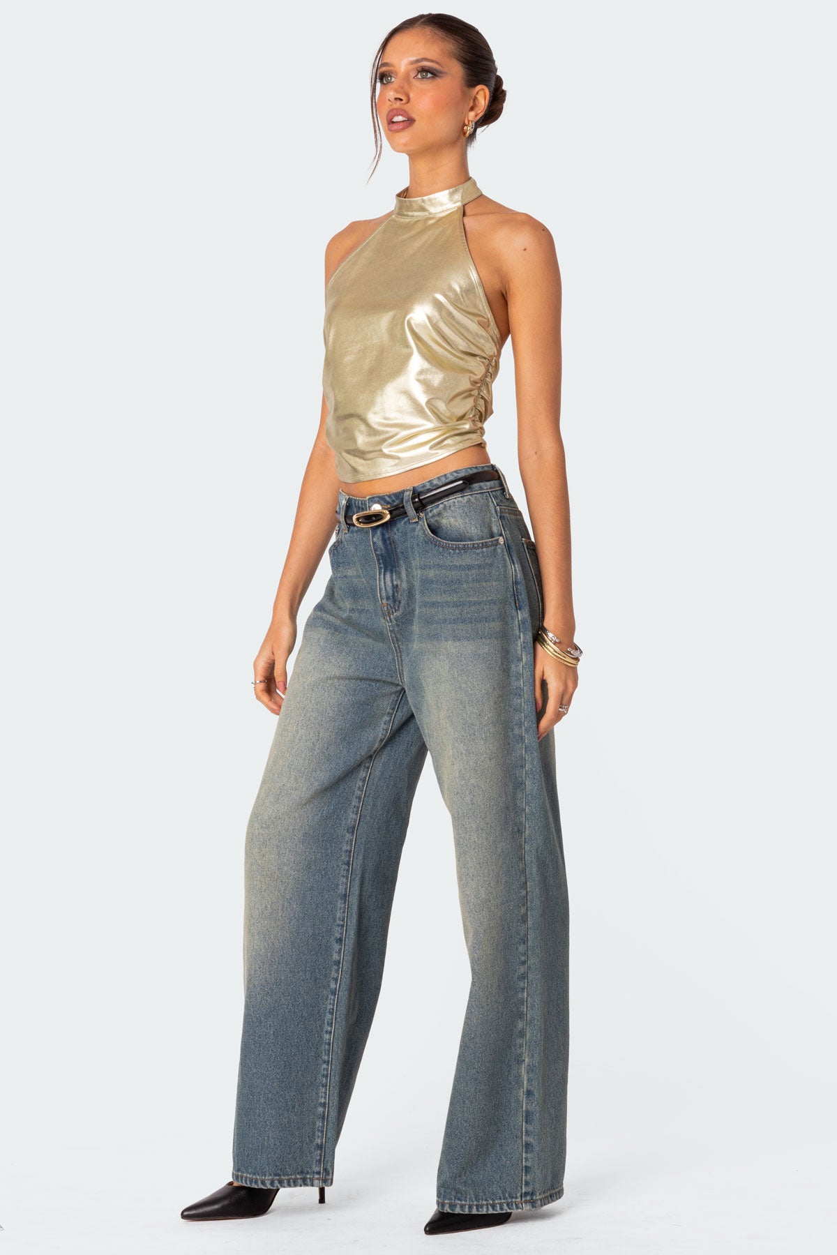 Karter Metallic Halter Top