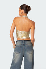 Karter Metallic Halter Top