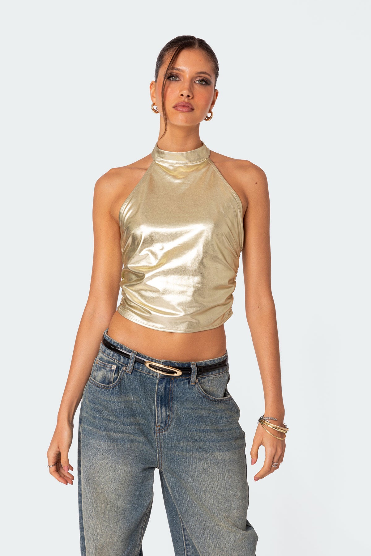 Karter Metallic Halter Top