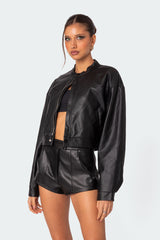 Ramona Faux Leather Cropped Jacket