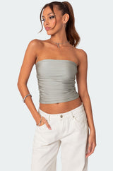 Maxeen Shiny Gathered Tube Top