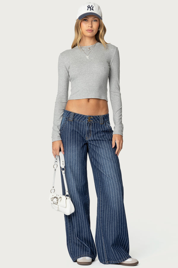 Cory Striped Low Rise Baggy Jeans