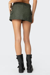 Faux Leather Cargo Micro Skort