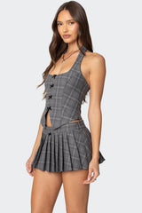 Palmer Plaid Bow Halter Top