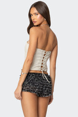 Betty Lace Up Faux Leather Corset