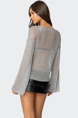 Drop Shoulder Sheer Knit Sweater