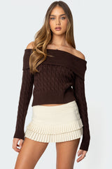 Glenn Fold Over Cable Knit Sweater