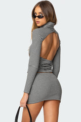 Leana Striped Turtle Neck Top