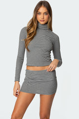 Leana Striped Turtle Neck Top