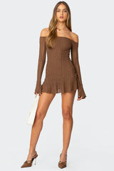 Mya Off Shoulder Textured Mini Dress