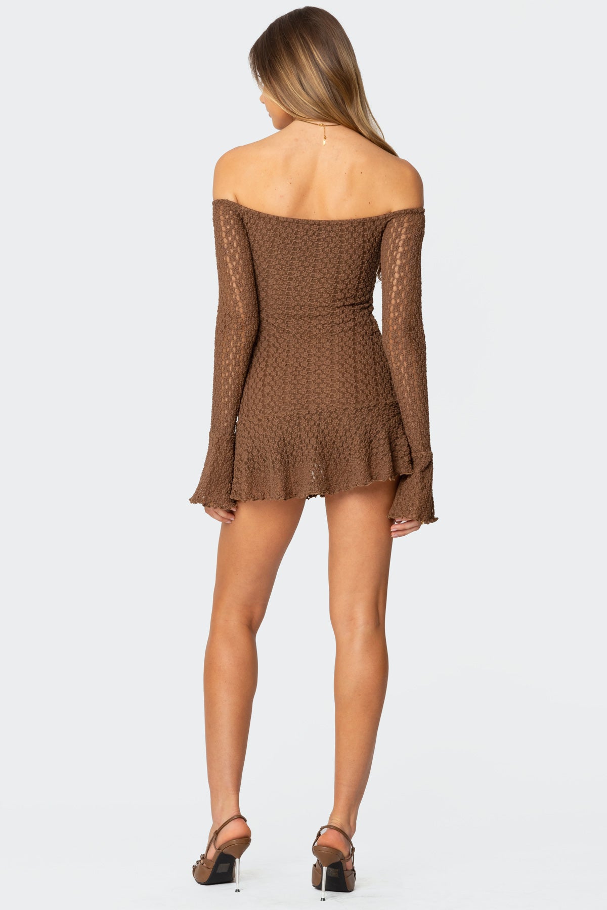 Mya Off Shoulder Textured Mini Dress