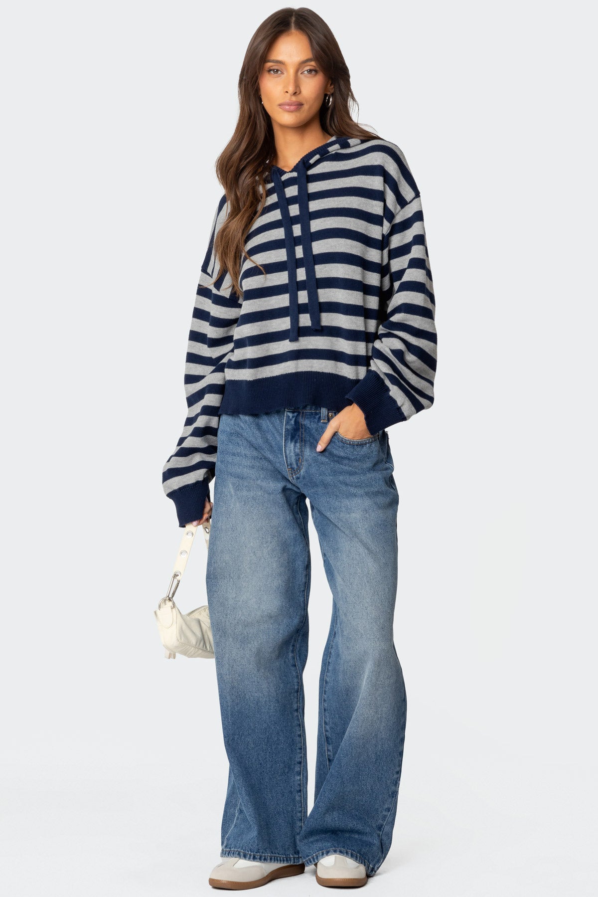 Striped Hooded Knit Sweater