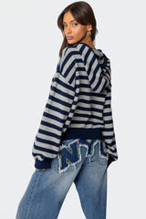 Striped Hooded Knit Sweater