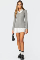 Two In One Collared Sweater Dress