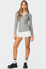 Two In One Collared Sweater Dress