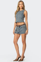 Quinlan Denim Cargo Mini Skirt