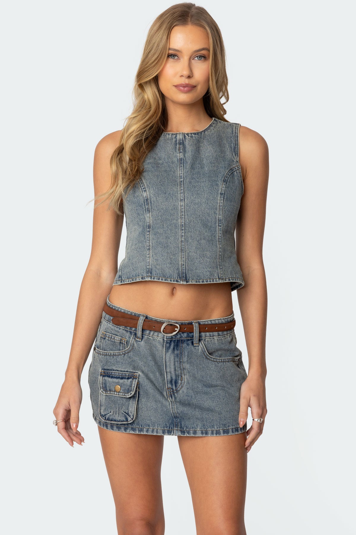 Quinlan Open Back Denim Top