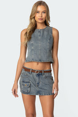 Quinlan Open Back Denim Top