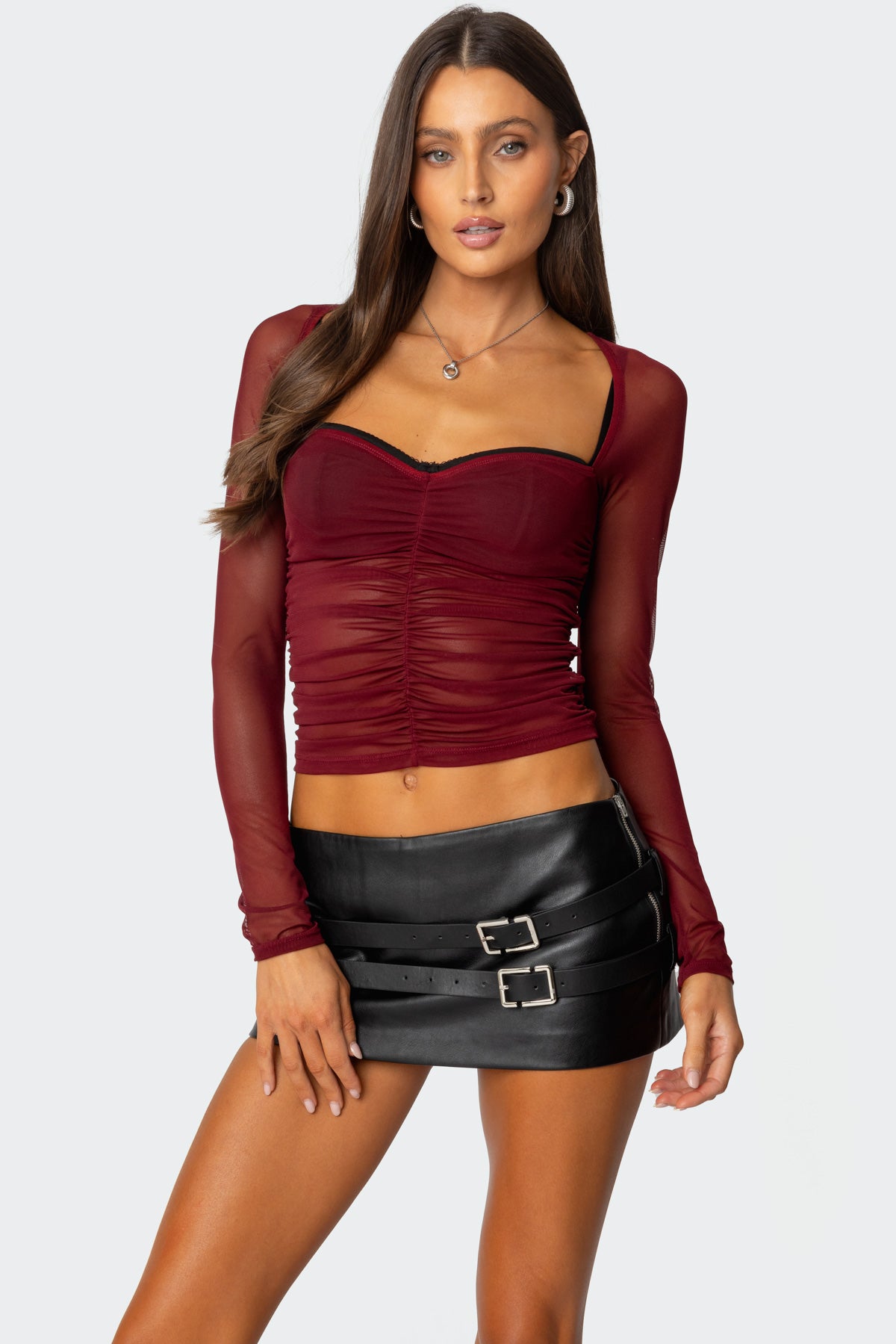 Tristina Ruched Mesh Bra Top