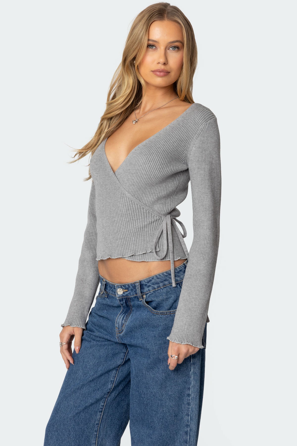 Paden Ribbed Knit Wrap Top