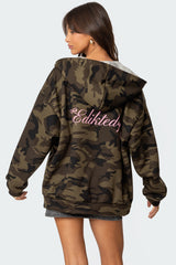 Camo Oversized Bow Detail Hoodie