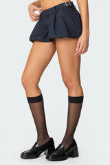 Buckled Pinstripe Bubble Mini Skort