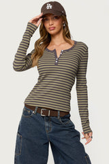 Roma Striped Henley Top