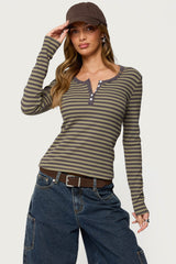 Roma Striped Henley Top