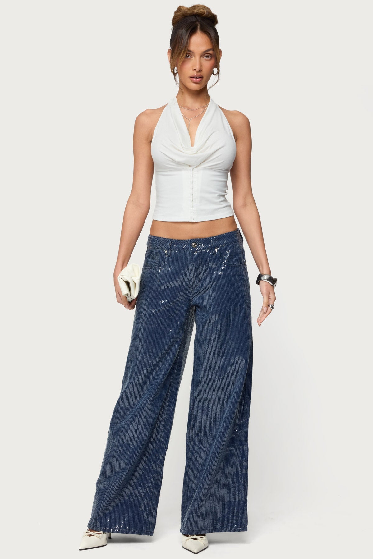 Mirella Sequin Low Rise Baggy Jeans