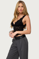 Araura Lace Velvet Floral Top