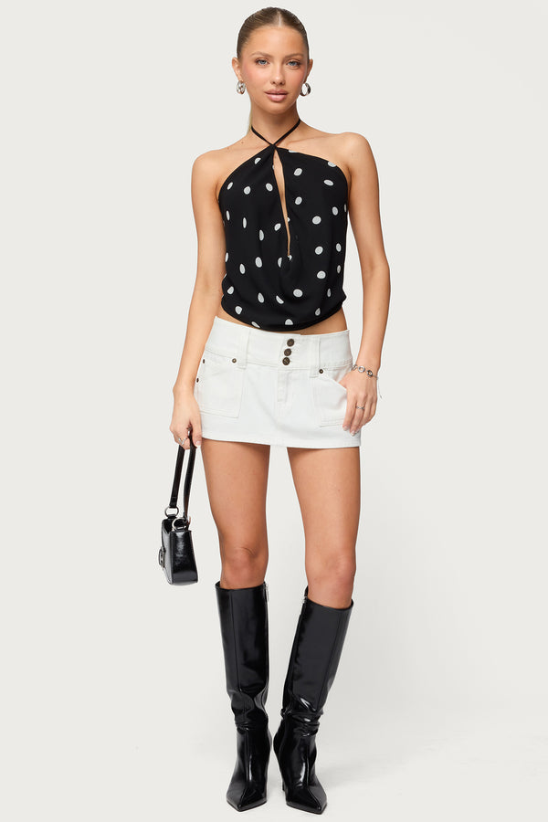 Chiffon Backless Cowl Neck Top