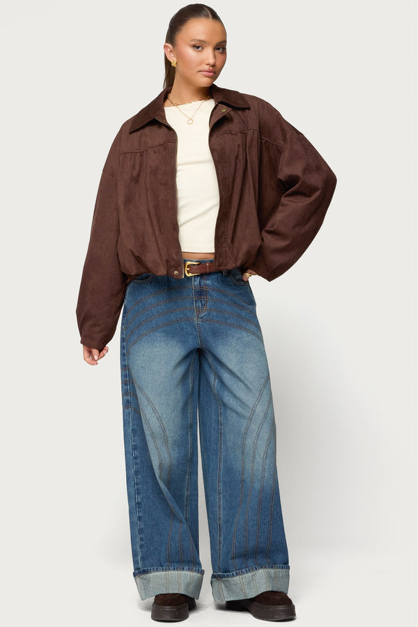 Cuffed Low Rise Baggy Jeans