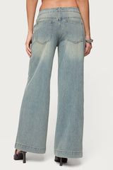 Saffie No Waistaband Low Rise Baggy Jeans