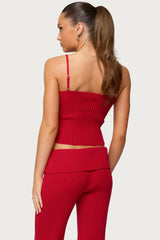 Adannah Tie Ribbed Knit Tank Top