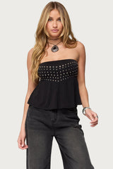 Alease Stud & Grommet Strapless Top