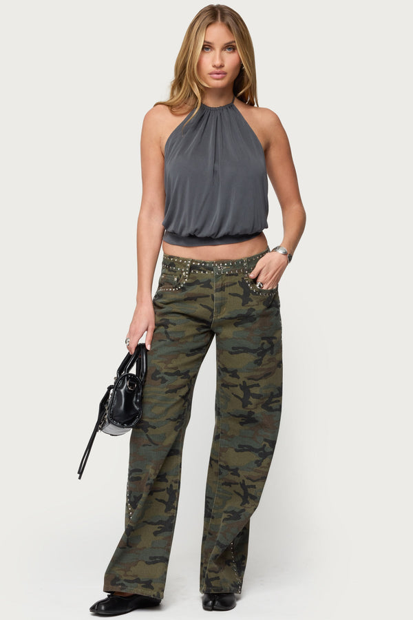 Kammy Draped Backless Halter Top