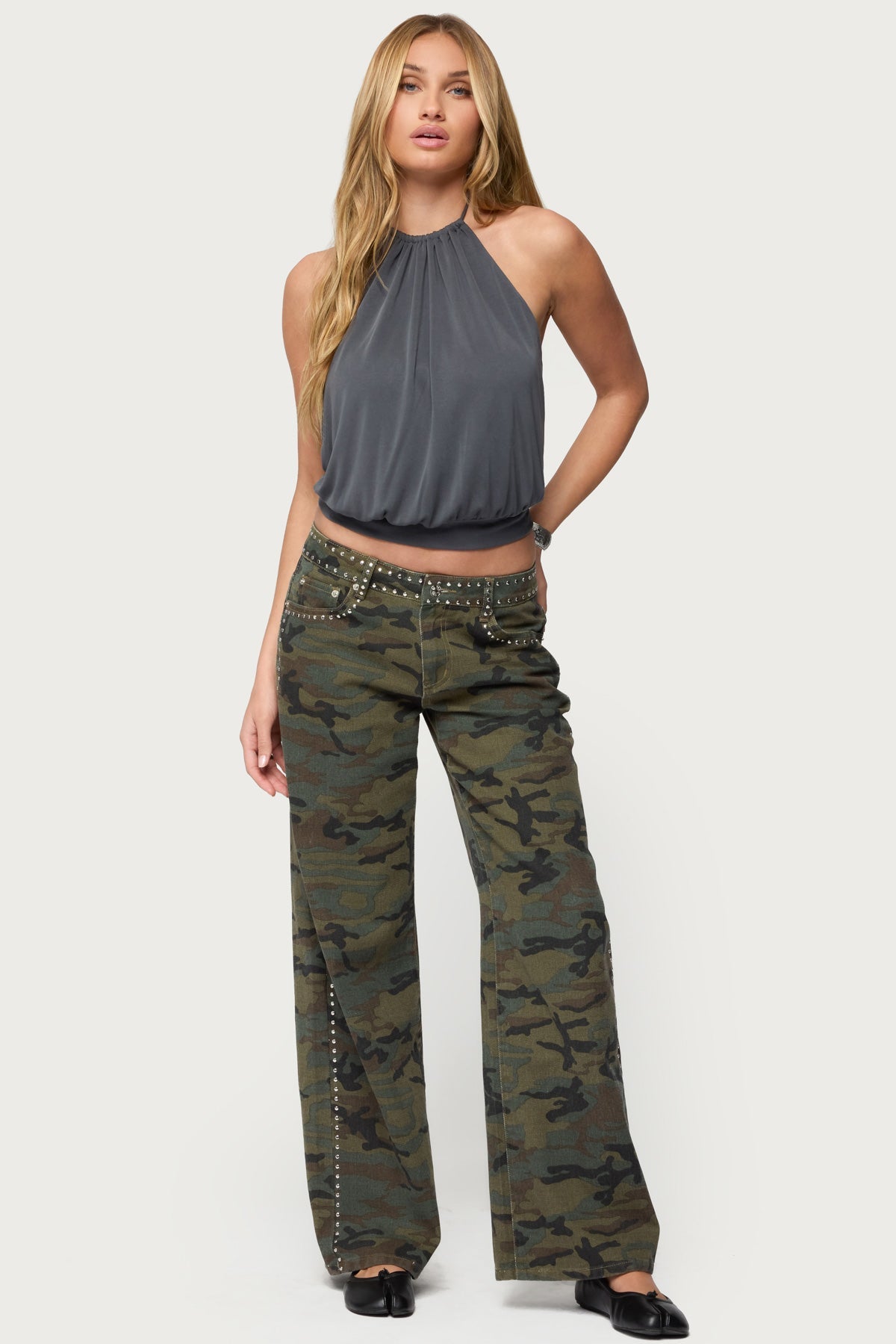 Kammy Draped Backless Halter Top