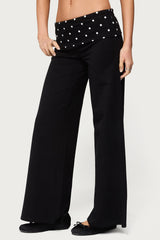 Petite Reeva Polka Dot Foldover Trousers
