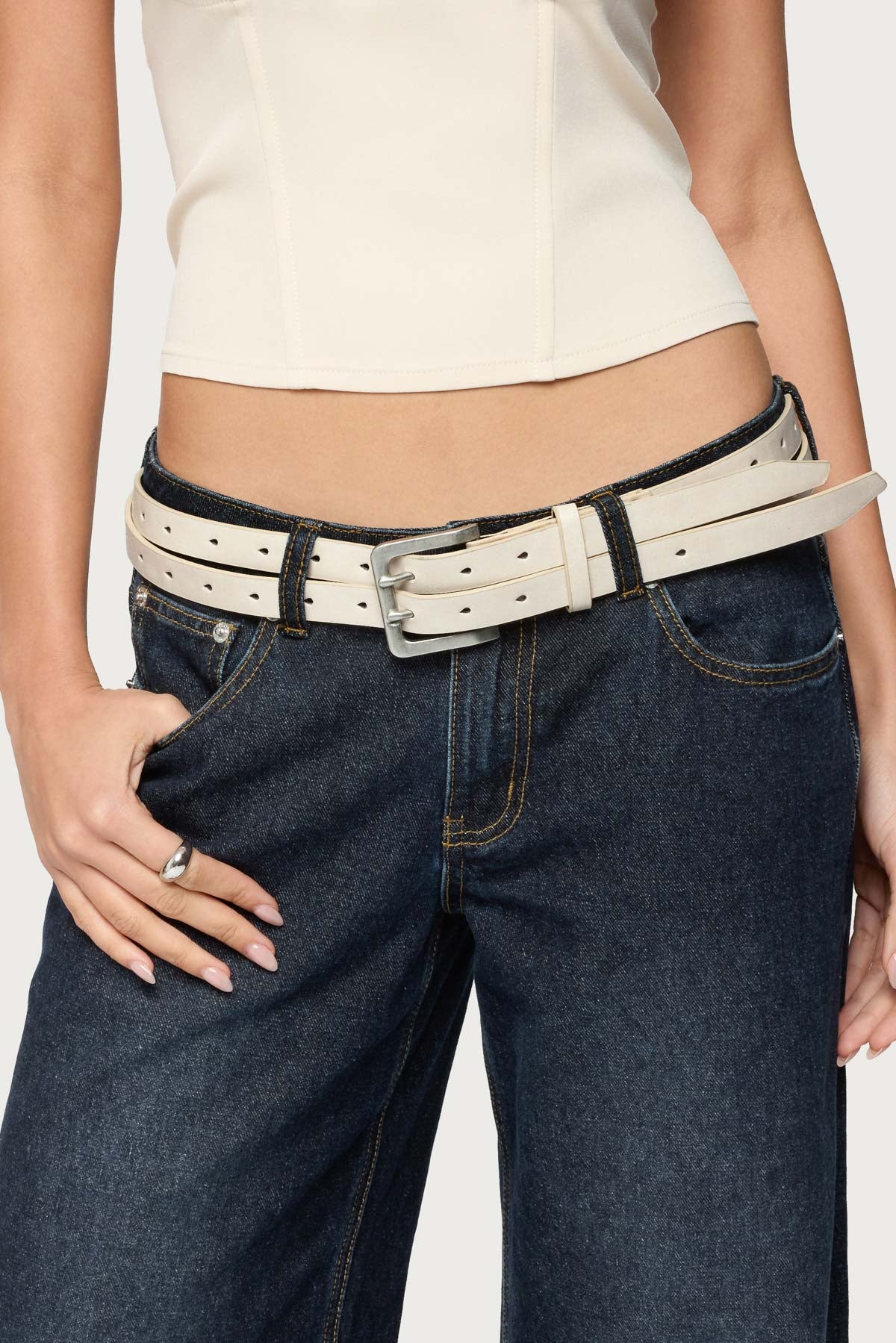 Double Look Faux Leather Belt