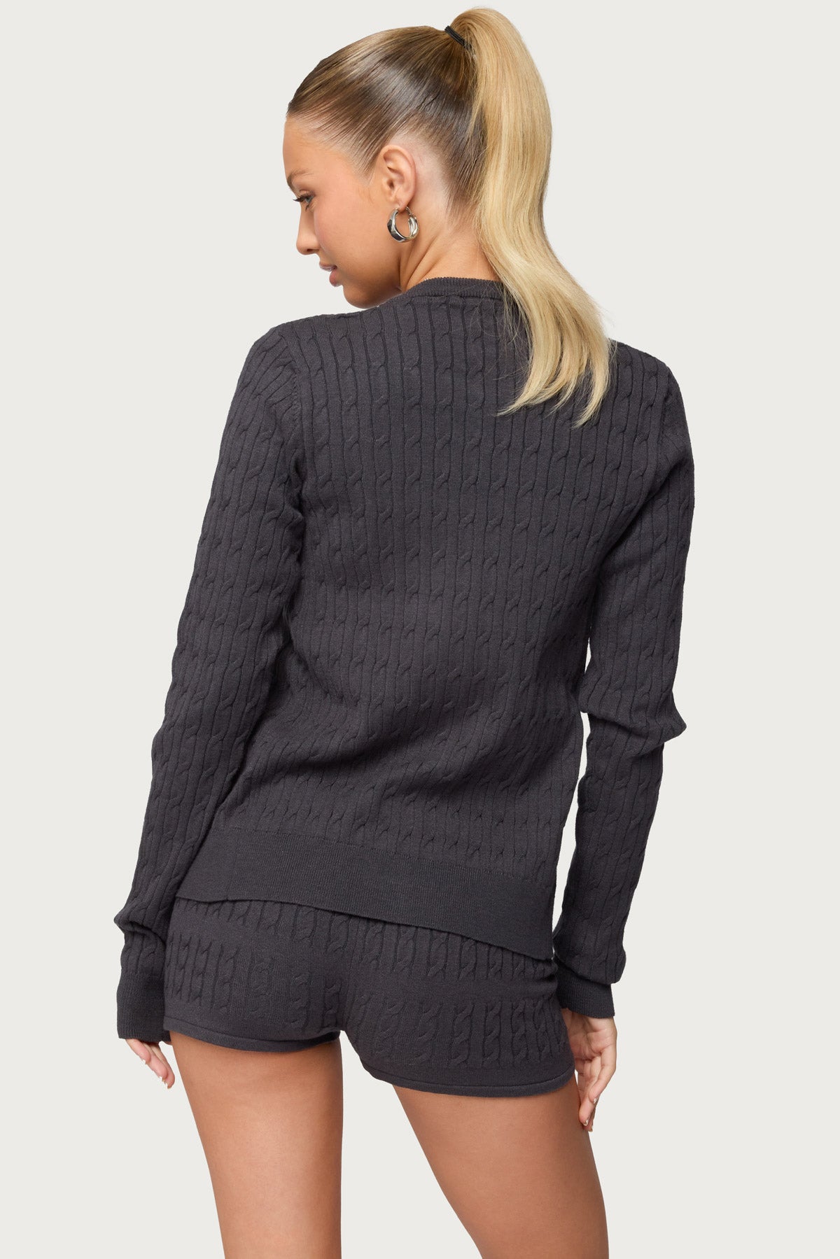 Nella Cable Knit Button Up Cardigan