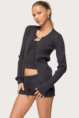 Nella Cable Knit Button Up Cardigan