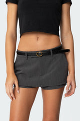 Oval Buckle Faux Leather Belt