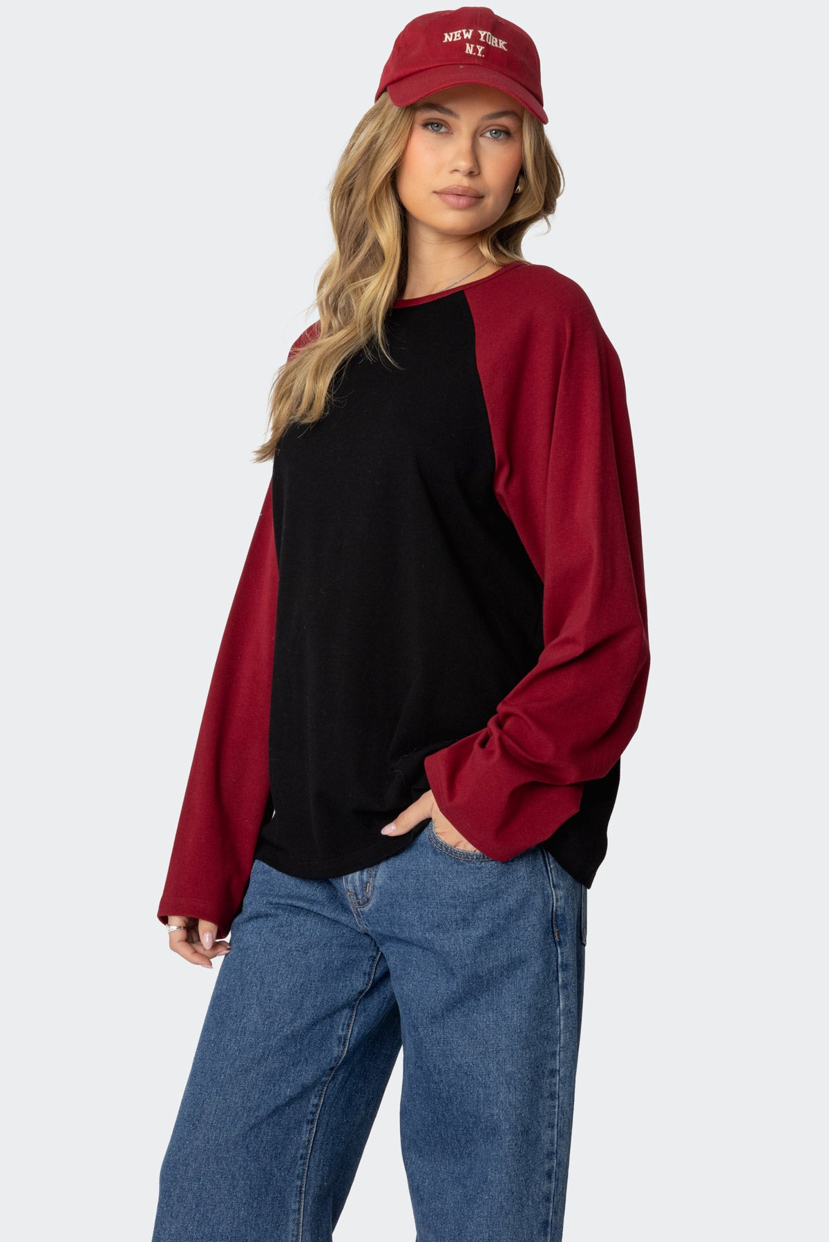 Oversized Raglan Long Sleeve T Shirt