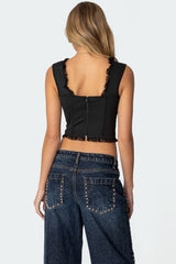 Button Front Lacey Corset