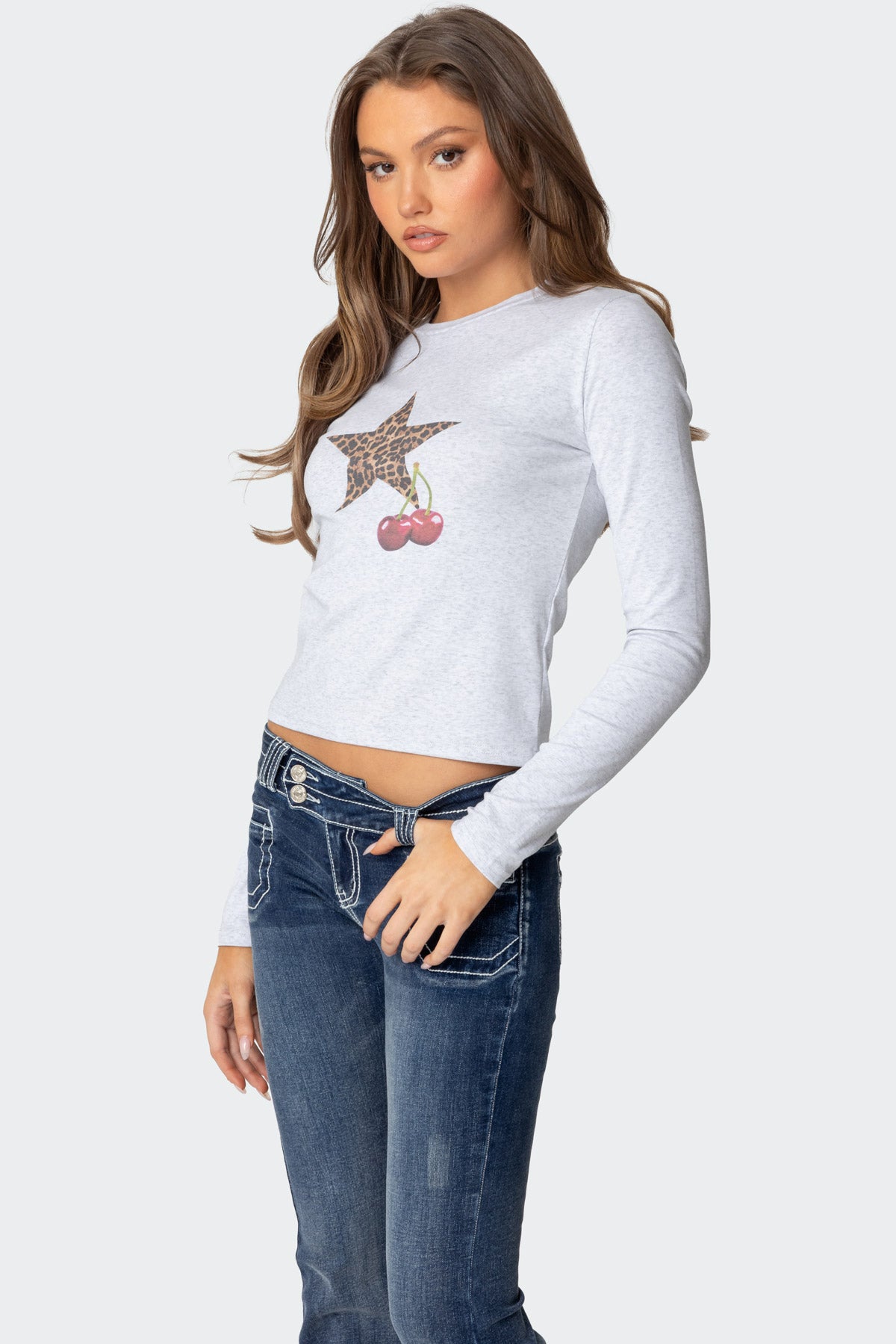 Cherry Leopard Star Long Sleeve T Shirt