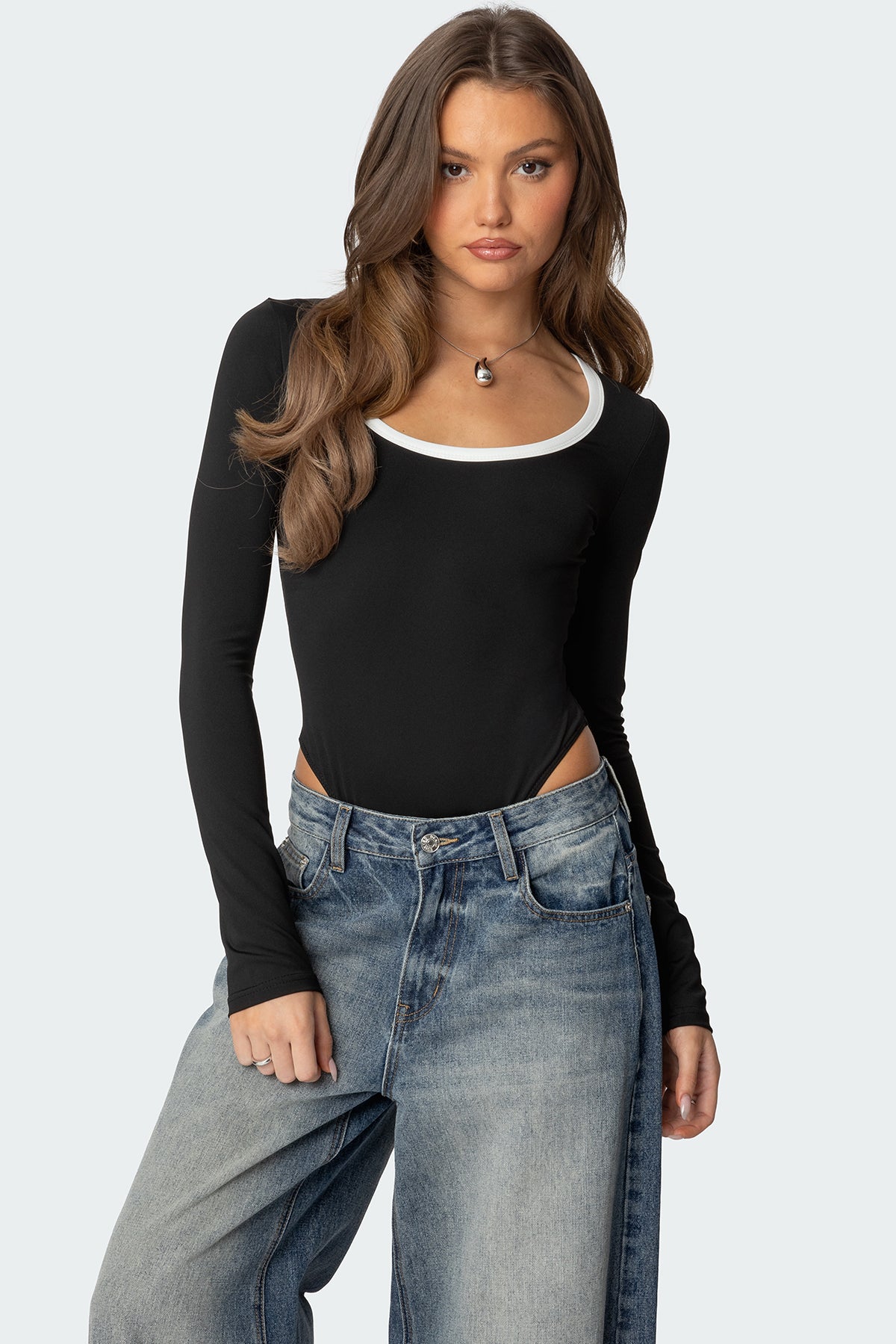 Contrast Scoop Neck Bodysuit