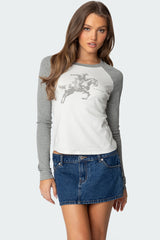 Cowboy Raglan Long Sleeve T Shirt